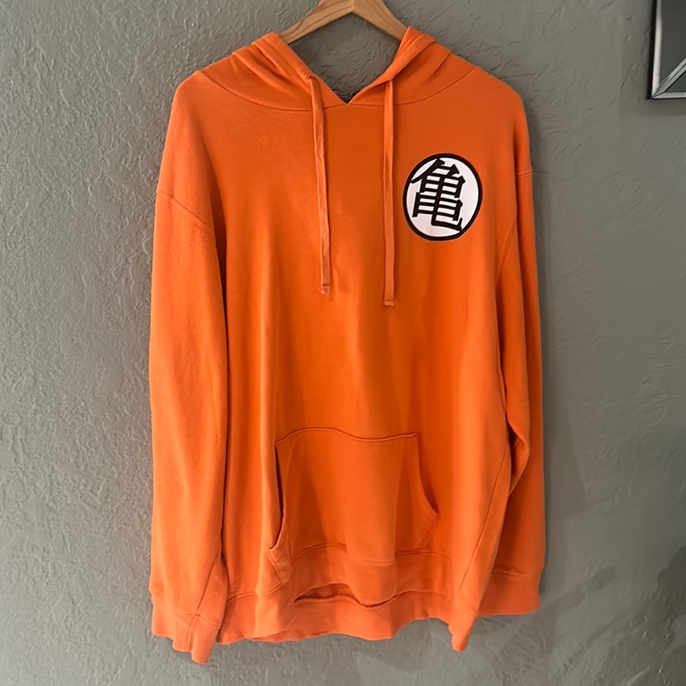 Dragon Ball Z Hoodie with face cover Sweatshirt Mens Orange Kaio Kame Pullover